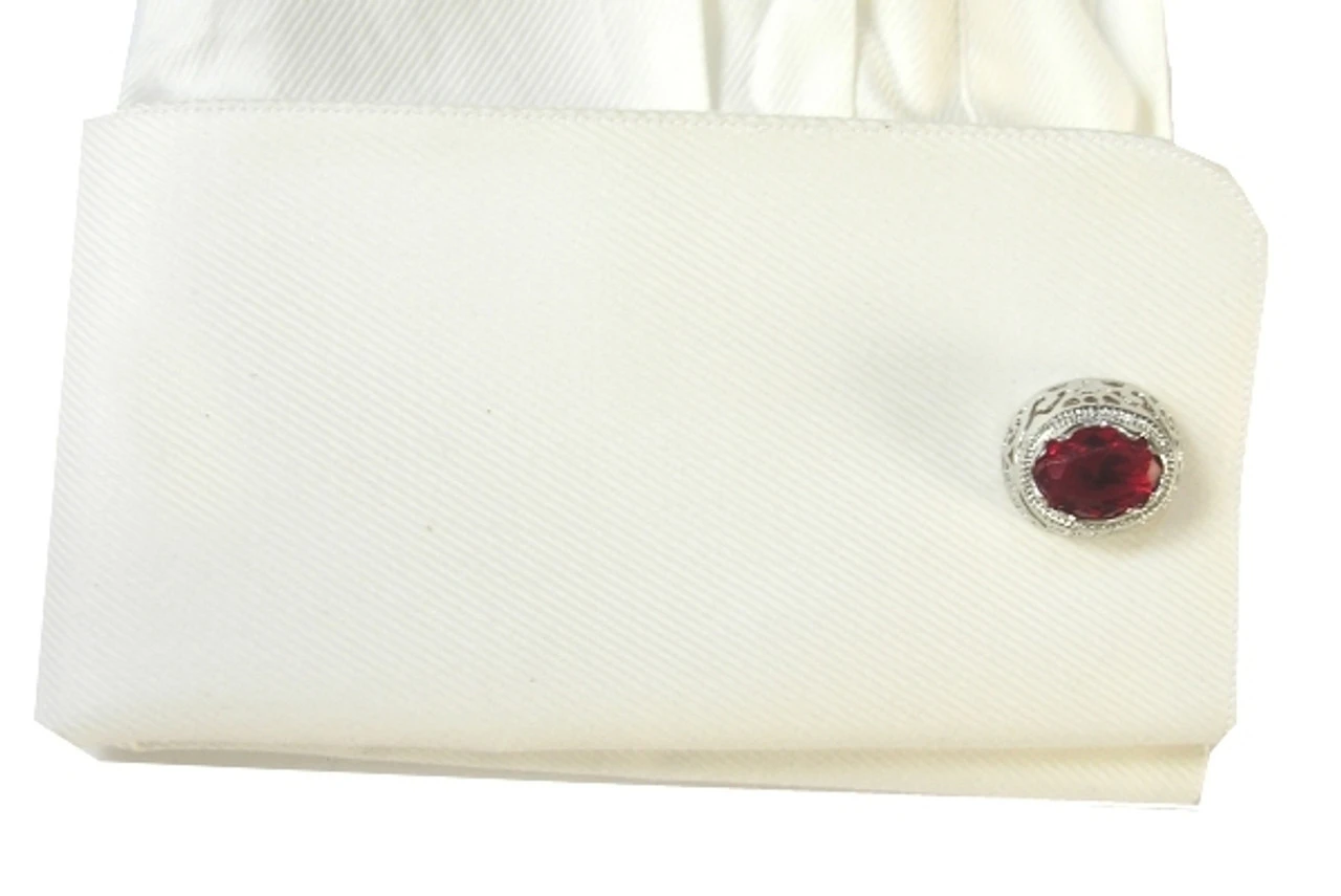 Large Red Swarovski® Crystal Oval Cufflinks (V-CF-81000R-S) 2 Large Red Swarovski® Crystal Oval Cufflinks (V-CF-81000R-S) - Image 2