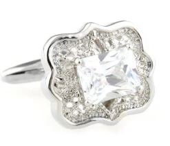 Center Diamond Crystal Cufflinks (V-CF-C40350C-S)