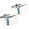 Petite Triangular Aqua Swarovski® Crystals Cufflinks (V-CF-C418TBL)
