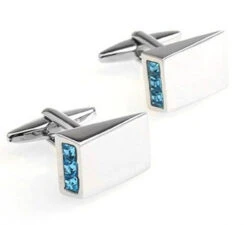 Petite Triangular Aqua Swarovski® Crystals Cufflinks (V-CF-C418TBL)