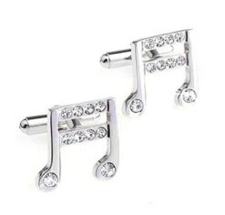 Clear Swarovski® Crystal Musical Note Cufflinks (V-CF-C502C-S)