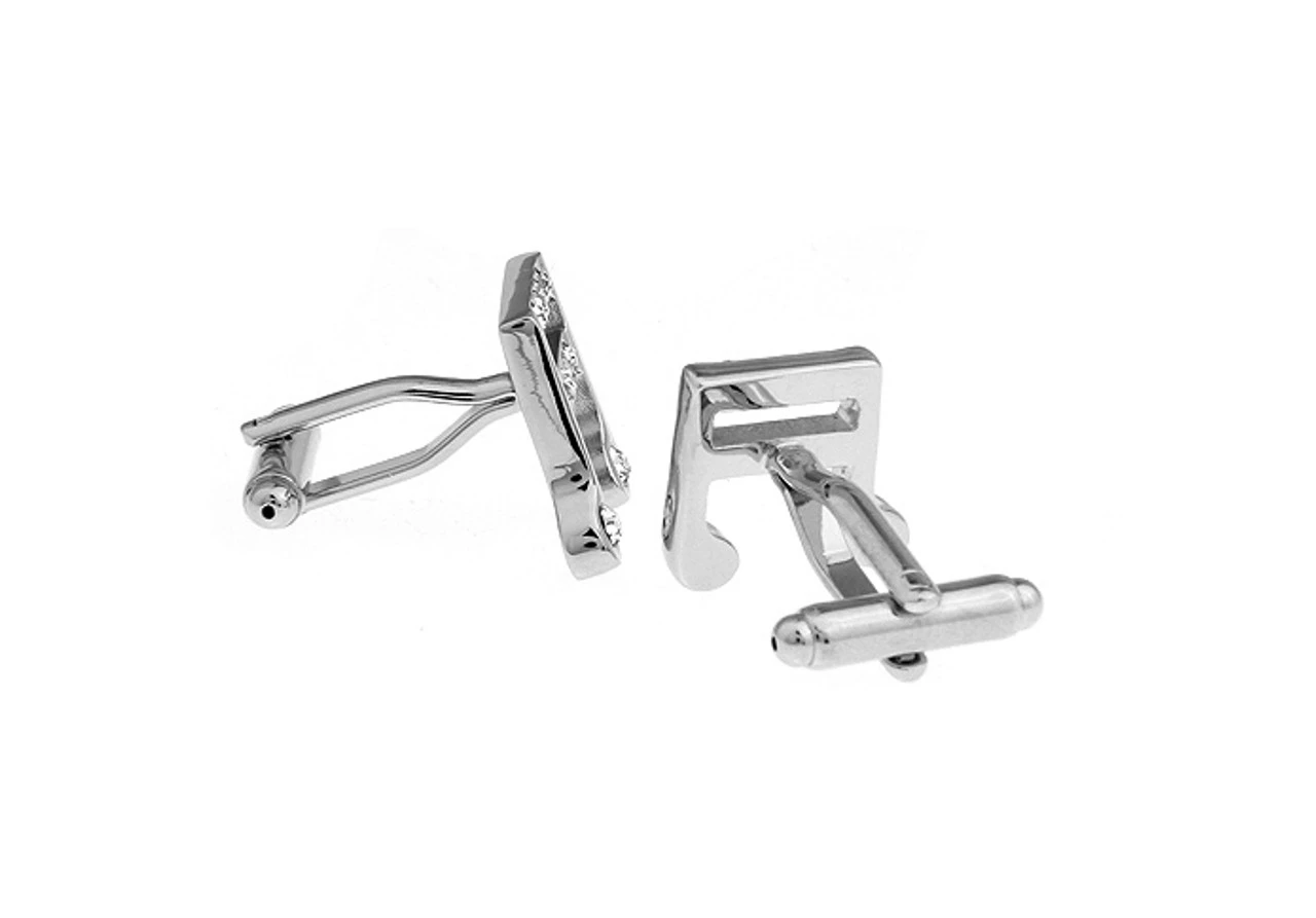 Clear Swarovski® Crystal Musical Note Cufflinks (V-CF-C502C-S) 4 Clear Swarovski® Crystal Musical Note Cufflinks (V-CF-C502C-S) - Image 4