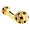 Small Gold With Black Swarovski® Crystals Dual Ball Cufflinks (V-CF-C509B-G)
