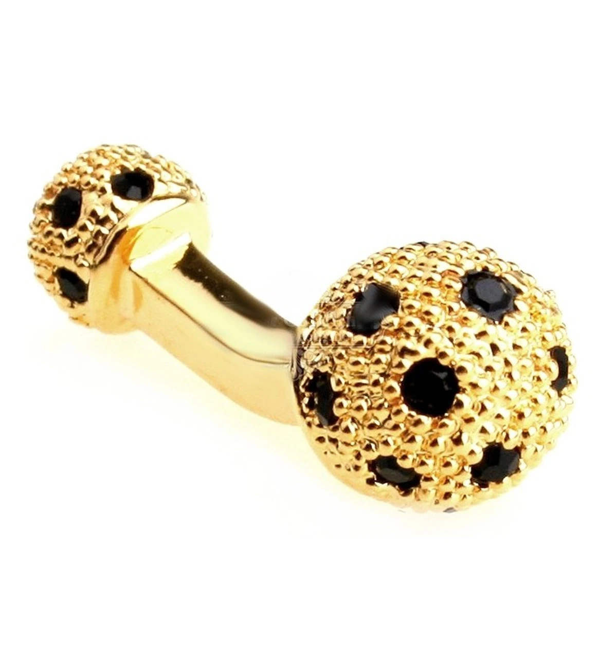 Small Gold With Black Swarovski® Crystals Dual Ball Cufflinks (V-CF-C509B-G) 1 Small Gold With Black Swarovski® Crystals Dual Ball Cufflinks (V-CF-C509B-G)