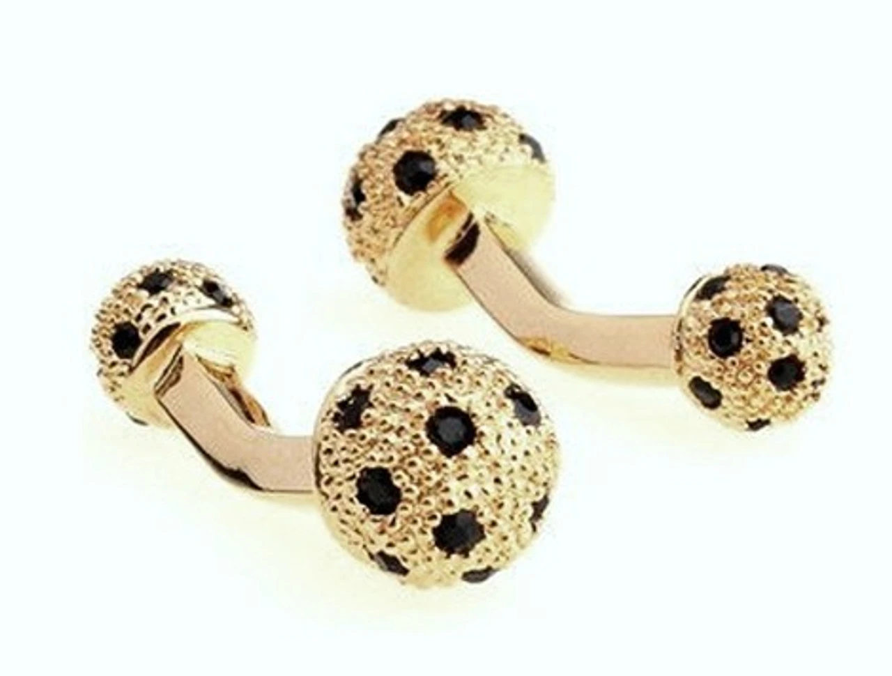 Small Gold With Black Swarovski® Crystals Dual Ball Cufflinks (V-CF-C509B-G) 2 Small Gold With Black Swarovski® Crystals Dual Ball Cufflinks (V-CF-C509B-G) - Image 2