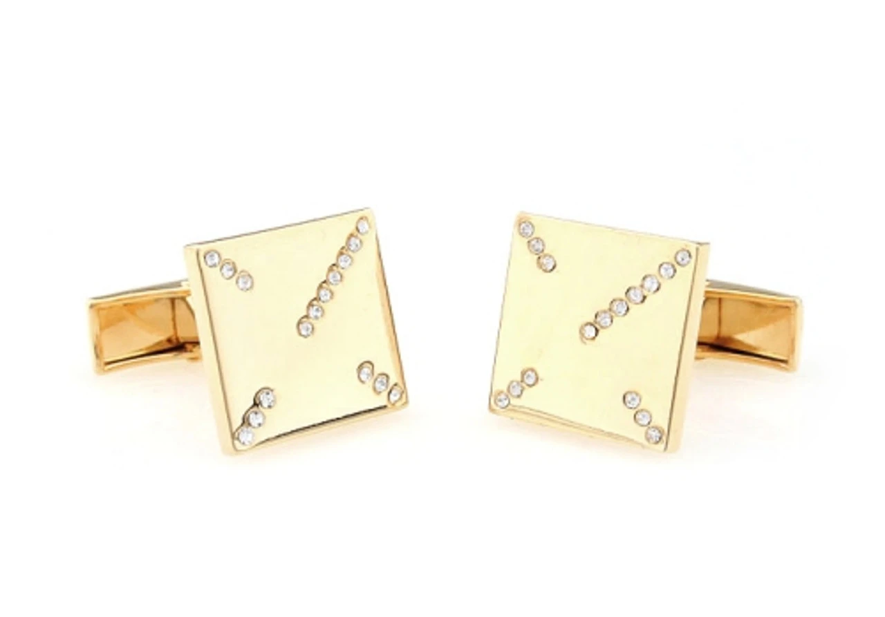 Simple Square Diamond Swarovski® Crystals In Gold Cufflinks (V-CF-C532C-G) 3 Simple Square Diamond Swarovski® Crystals In Gold Cufflinks (V-CF-C532C-G) - Image 3