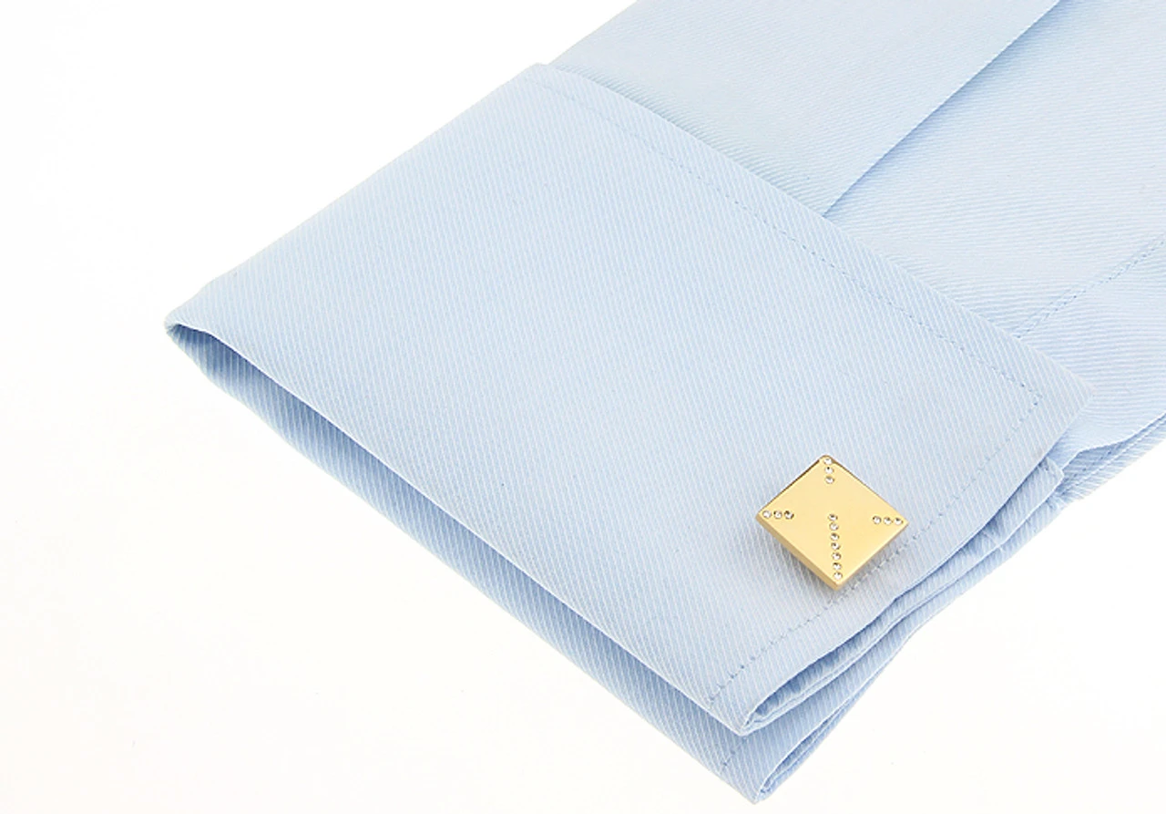 Simple Square Diamond Swarovski® Crystals In Gold Cufflinks (V-CF-C532C-G) 2 Simple Square Diamond Swarovski® Crystals In Gold Cufflinks (V-CF-C532C-G) - Image 2