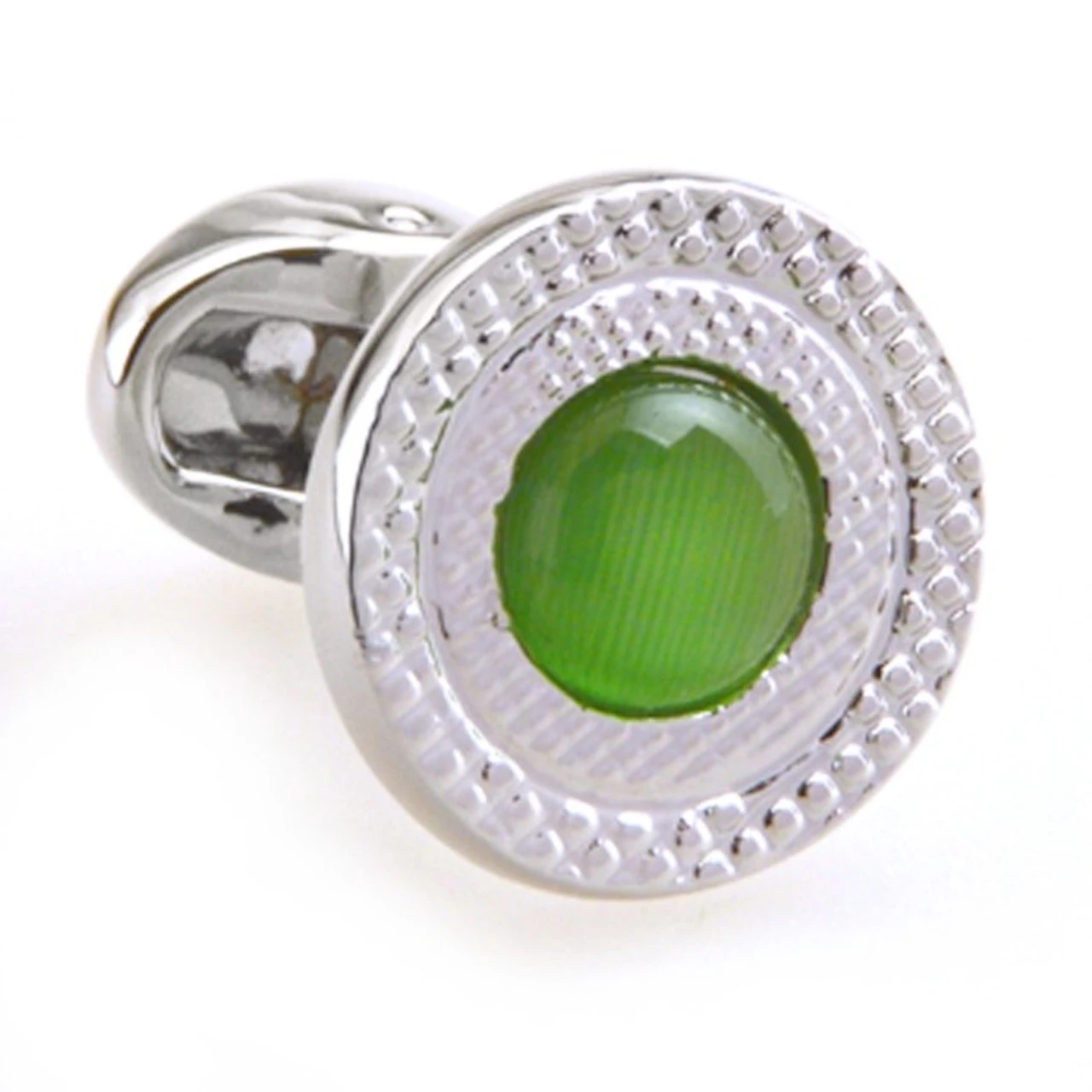 Green Cat's Eye Stone Cufflinks (V-CF-C53340-GR) 1 Green Cat's Eye Stone Cufflinks (V-CF-C53340-GR)