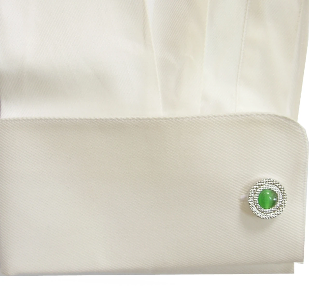 Green Cat's Eye Stone Cufflinks (V-CF-C53340-GR) 2 Green Cat's Eye Stone Cufflinks (V-CF-C53340-GR) - Image 2