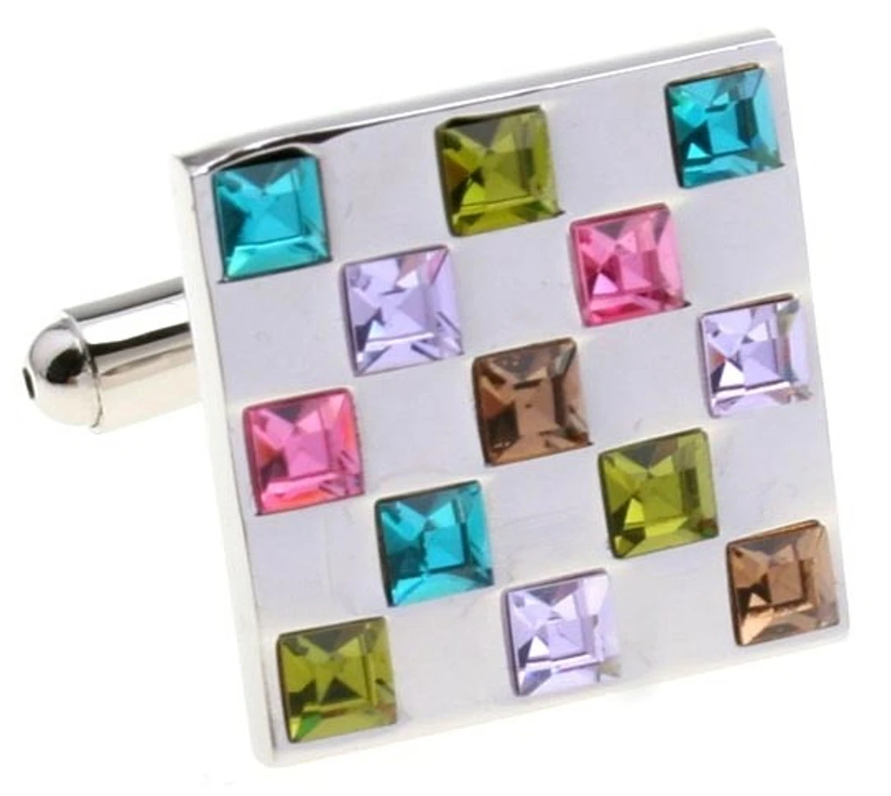 Multi-Colored Square Swarovski® Crystal Cufflinks (V-CF-C56301) 1 Multi-Colored Square Swarovski® Crystal Cufflinks (V-CF-C56301)