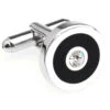 Diamond Crystal In A Black Circle Cufflinks (V-CF-C5906C)