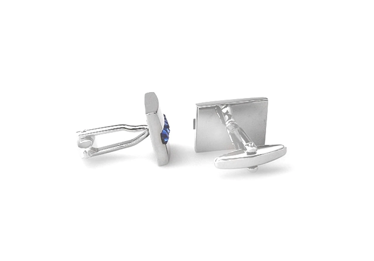 Lined Blue Crystals Cufflinks (V-CF-C60131BL-S) 2 Lined Blue Crystals Cufflinks (V-CF-C60131BL-S) - Image 2
