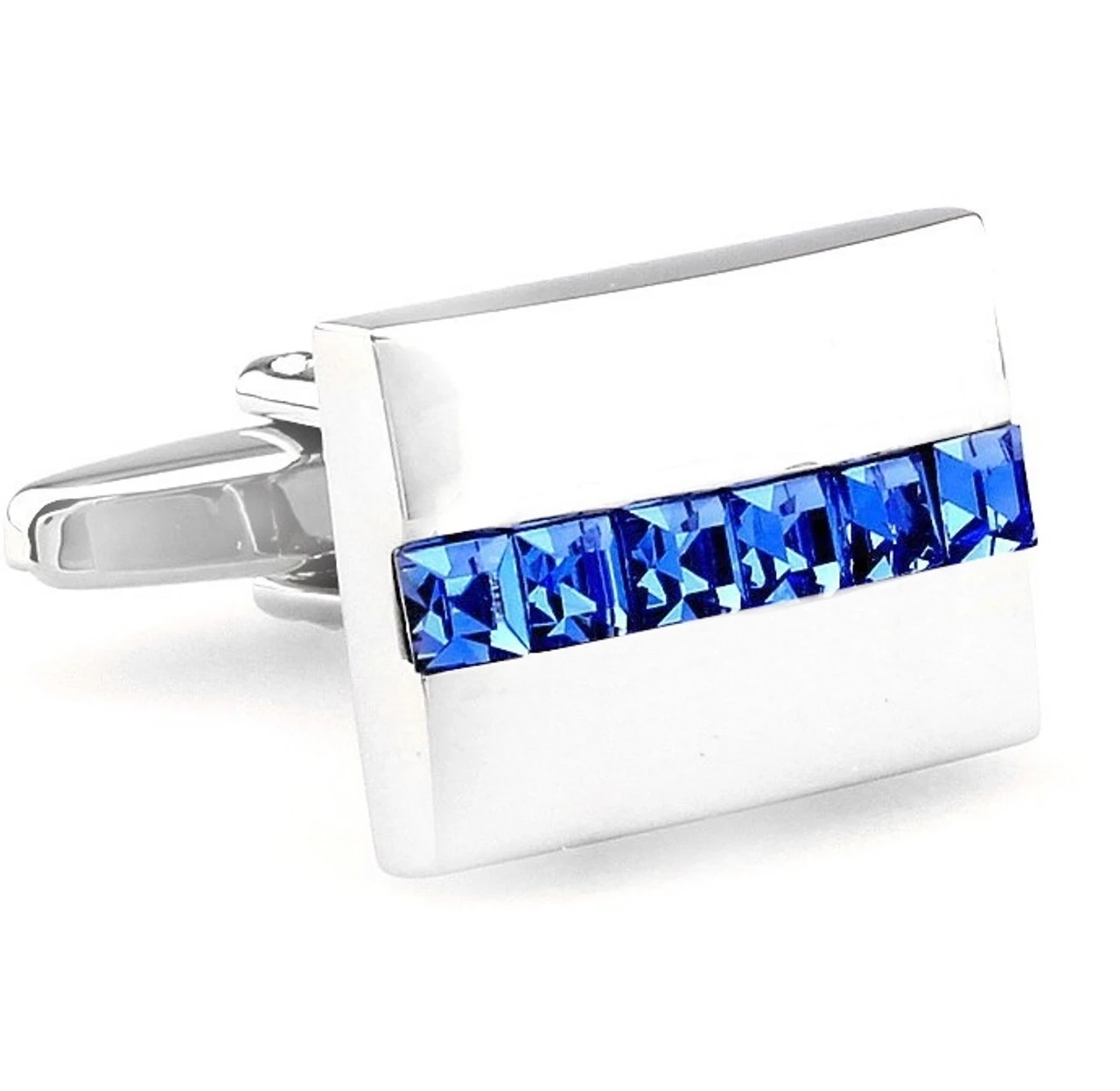 Lined Blue Crystals Cufflinks (V-CF-C60131BL-S) 1 Lined Blue Crystals Cufflinks (V-CF-C60131BL-S)