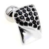 Black Swarovski® Crystal & Silver Cufflinks (V-CF-C603B-S)