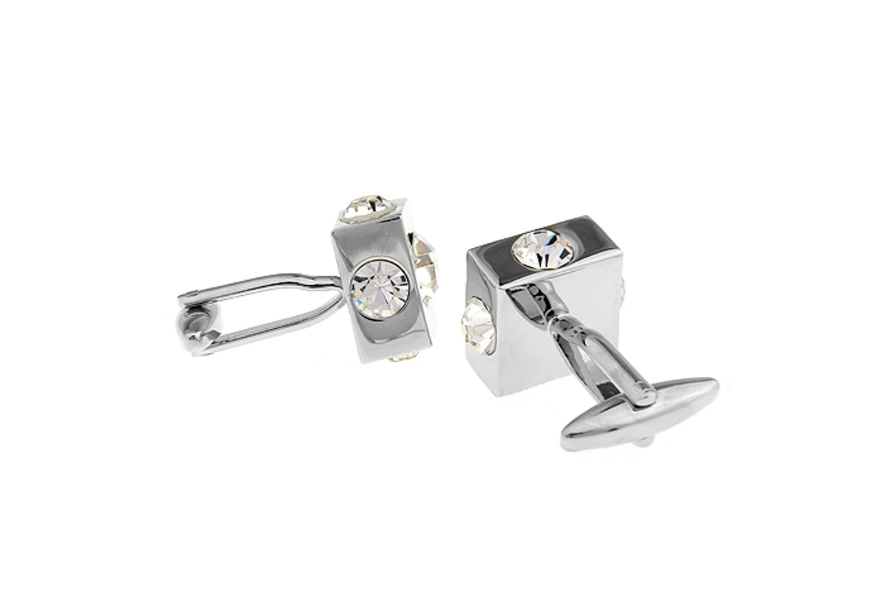 Diamond Cubed Crystal Cufflinks (V-CF-C61030C-S) 3 Diamond Cubed Crystal Cufflinks (V-CF-C61030C-S) - Image 3
