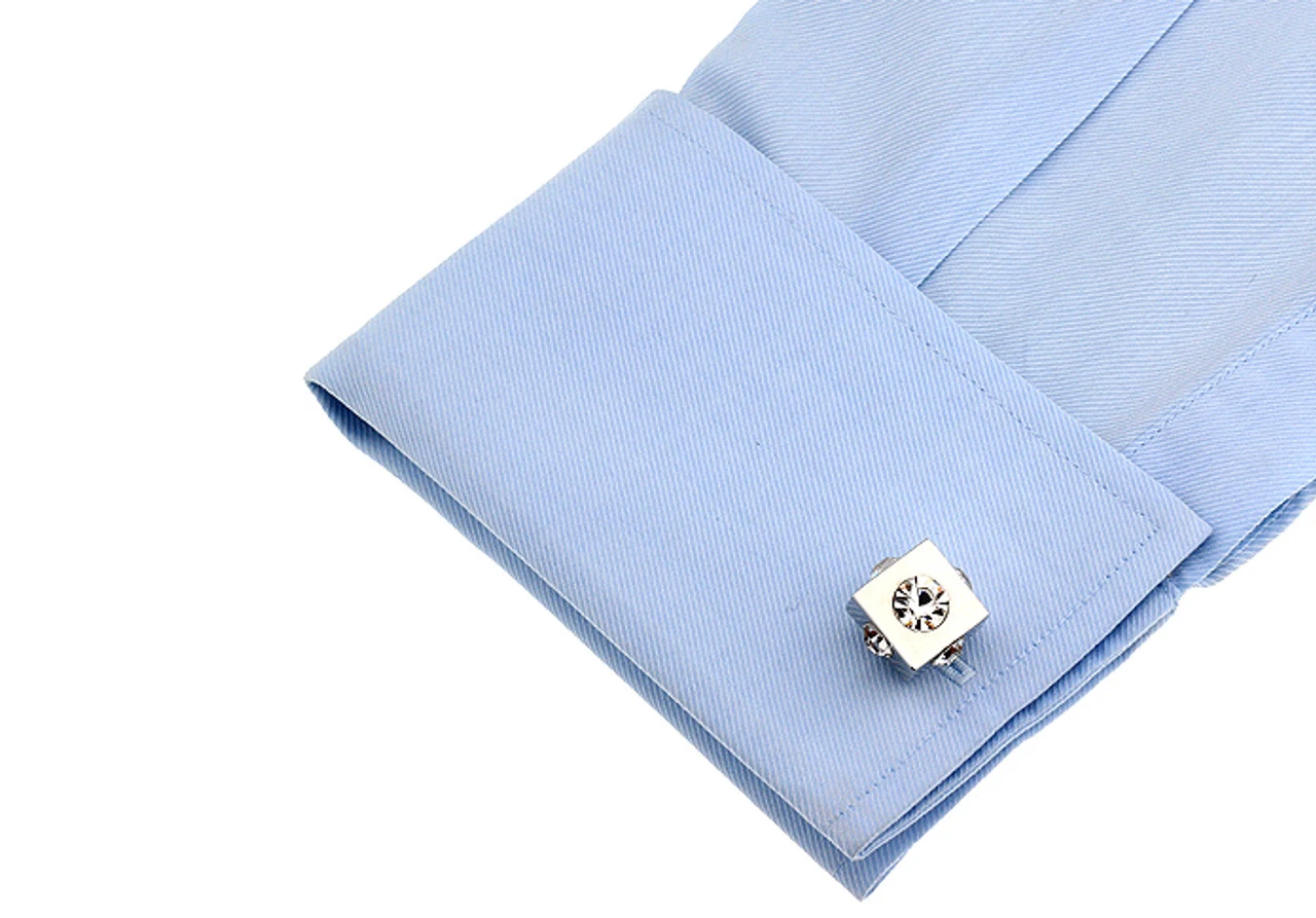 Diamond Cubed Crystal Cufflinks (V-CF-C61030C-S) 2 Diamond Cubed Crystal Cufflinks (V-CF-C61030C-S) - Image 2