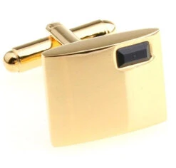 Single Black Crystal Gold Cufflinks (V-CF-C61504B-G)