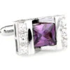 Large Princess Cut Purple-Colored Crystal Cufflinks (V-CF-C64308PR-S)