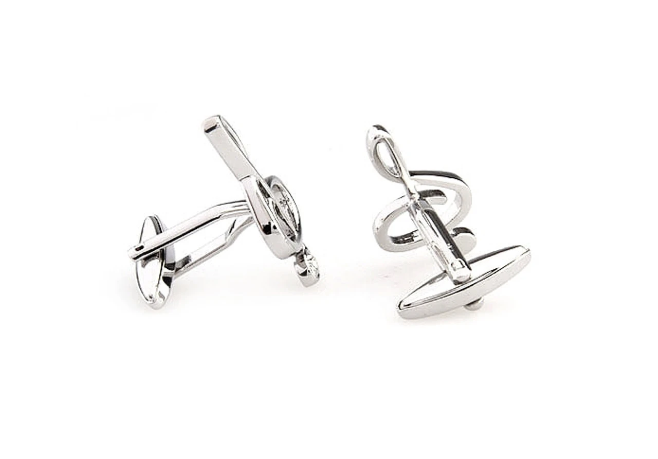 Large Treble Clef With Diamond Crystal Cufflinks (V-CF-C64927C-S) 2 Large Treble Clef With Diamond Crystal Cufflinks (V-CF-C64927C-S) - Image 2