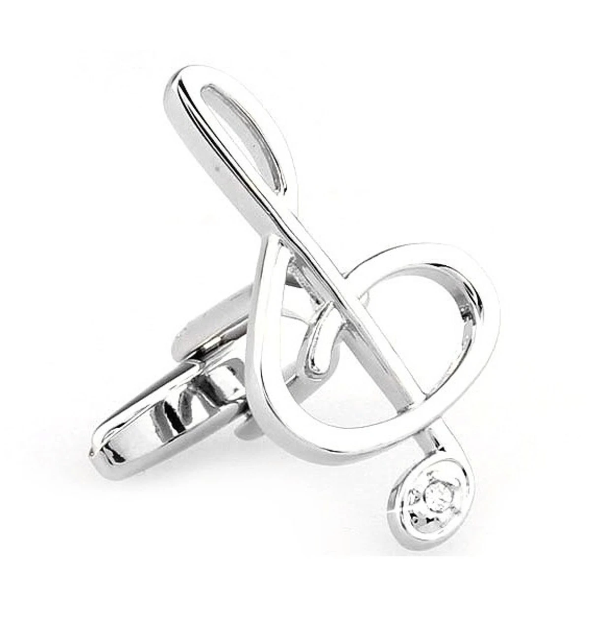 Large Treble Clef With Diamond Crystal Cufflinks (V-CF-C64927C-S) 1 Large Treble Clef With Diamond Crystal Cufflinks (V-CF-C64927C-S)