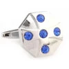 Royal Blue Crystal Circle Cufflinks (V-CF-C65449BL)