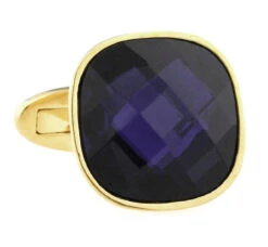 Large Faceted Dark Purple Swarovski® Gold Cufflinks (V-CF-C7872PR-G)
