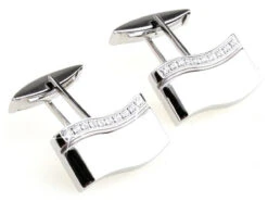 Stainless Steel Swivel Swarovski® Crystal Cufflinks (V-CF-C800C)