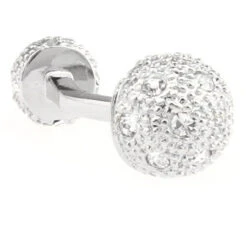 Silver With Clear Swarovski® Crystals Dual Ball Cufflinks (V-CF-C8398C-S)
