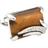Emerald Cut Tiger's Eye & Swarovski® Crystal Cufflinks (V-CF-C913BR-S)
