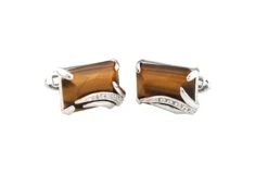 Emerald Cut Tiger's Eye & Swarovski® Crystal Cufflinks (V-CF-C913BR-S) -Suit Discount Store V CF C913BR S 3 60943.1534445908