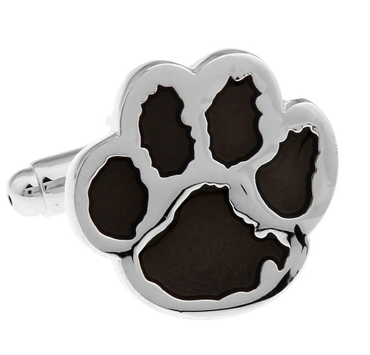 Black Enamel Paw Print Dog Cufflinks (V-CF-E401B) 1 Black Enamel Paw Print Dog Cufflinks (V-CF-E401B)
