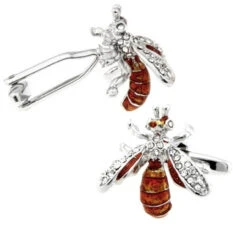 Enameled Wasps With Swarovski® Crystals Cufflinks (V-CF-E404)