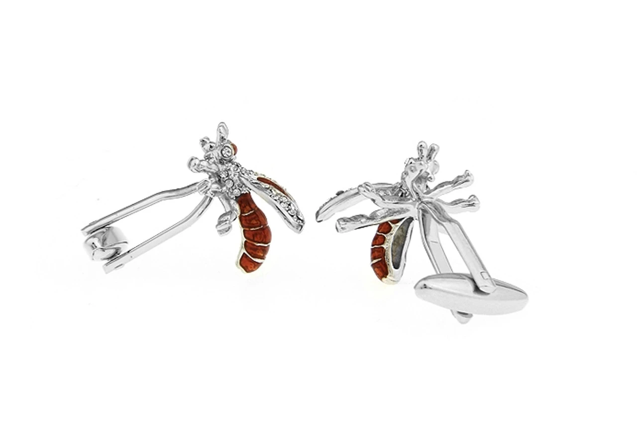 Enameled Wasps With Swarovski® Crystals Cufflinks (V-CF-E404) 2 Enameled Wasps With Swarovski® Crystals Cufflinks (V-CF-E404) - Image 2