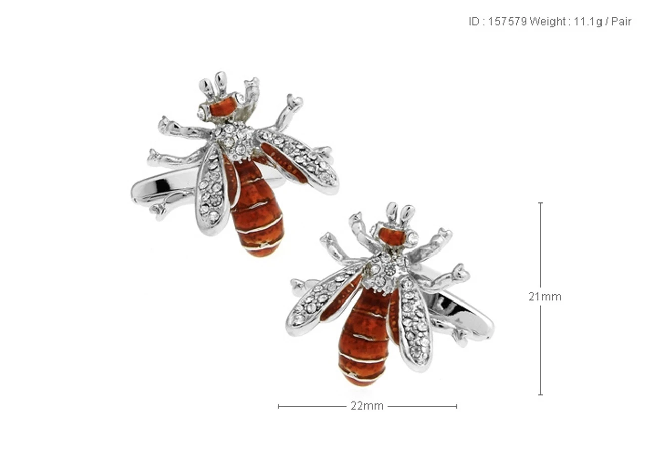 Enameled Wasps With Swarovski® Crystals Cufflinks (V-CF-E404) 4 Enameled Wasps With Swarovski® Crystals Cufflinks (V-CF-E404) - Image 4