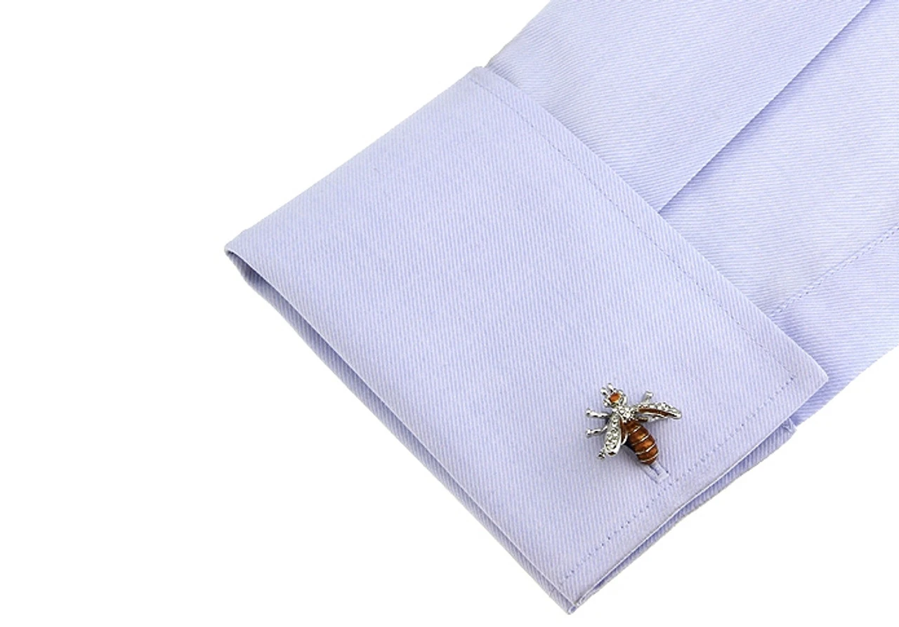 Enameled Wasps With Swarovski® Crystals Cufflinks (V-CF-E404) 3 Enameled Wasps With Swarovski® Crystals Cufflinks (V-CF-E404) - Image 3