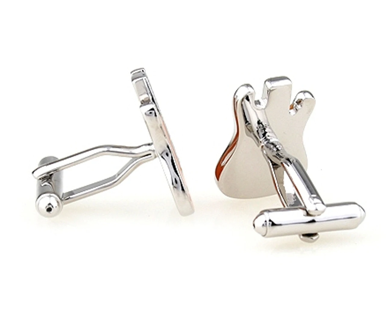 Orange And White Electric Guitar Enamel Cufflinks (V-CF-E419O) 2 Orange And White Electric Guitar Enamel Cufflinks (V-CF-E419O) - Image 2