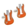 Orange And White Electric Guitar Enamel Cufflinks (V-CF-E419O)
