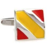 Red & Yellow Stripe Enamel Square Cufflinks (V-CF-E50477-S)