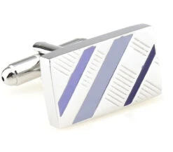 Lilac Enamel Diagonal Design Cufflinks (V-CF-E70422PR1)