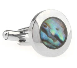 Genuine Abalone Shell Stainless Steel Cufflinks (V-CF-G230102SS)