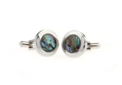 Genuine Abalone Shell Stainless Steel Cufflinks (V-CF-G230102SS) -Suit Discount Store V CF G230102SS 3 04207.1550360124