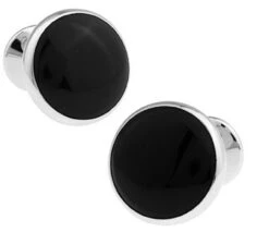 Knob Style Genuine Black Onyx Cufflinks (V-CF-G407B)