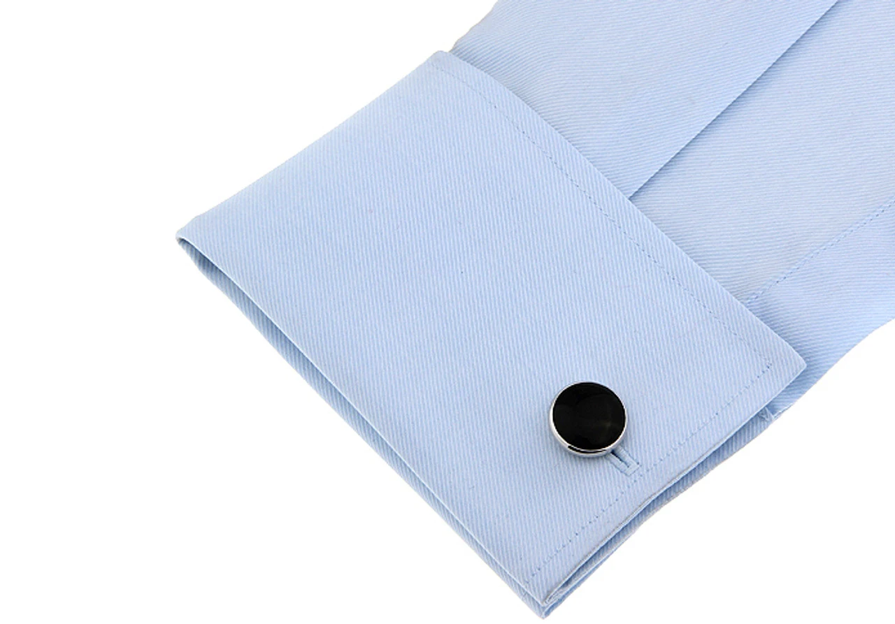 Knob Style Genuine Black Onyx Cufflinks (V-CF-G407B) 3 Knob Style Genuine Black Onyx Cufflinks (V-CF-G407B) - Image 3