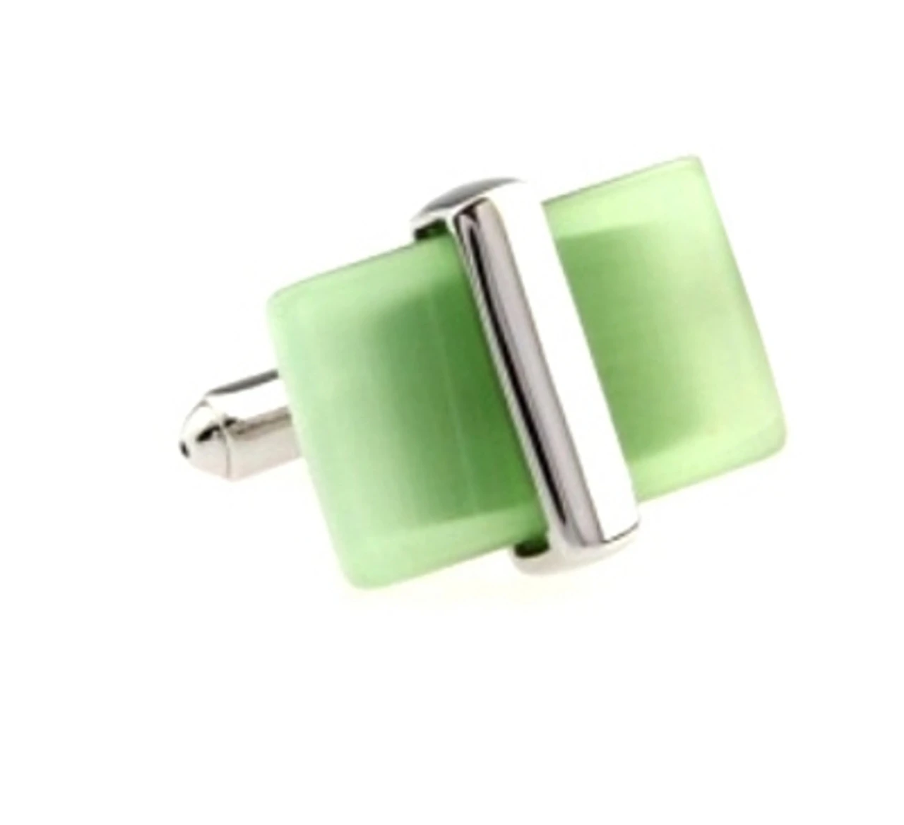 Green Cat's Eye Stone Cufflinks (V-CF-G50673GR) 1 Green Cat's Eye Stone Cufflinks (V-CF-G50673GR)