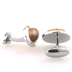 Large Cabochon Tiger's Eye Cufflinks (V-CF-G53307BR) -Suit Discount Store V CF G53307BR 2 48856.1549741473