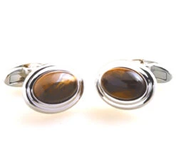 Large Cabochon Tiger's Eye Cufflinks (V-CF-G53307BR) -Suit Discount Store V CF G53307BR 3 70613.1549741473