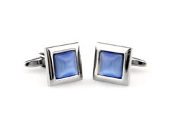 Light Blue Cat's Eye Stone Square Cufflinks (V-CF-G62172LB) -Suit Discount Store V CF G62172LB 3 54984.1535129274