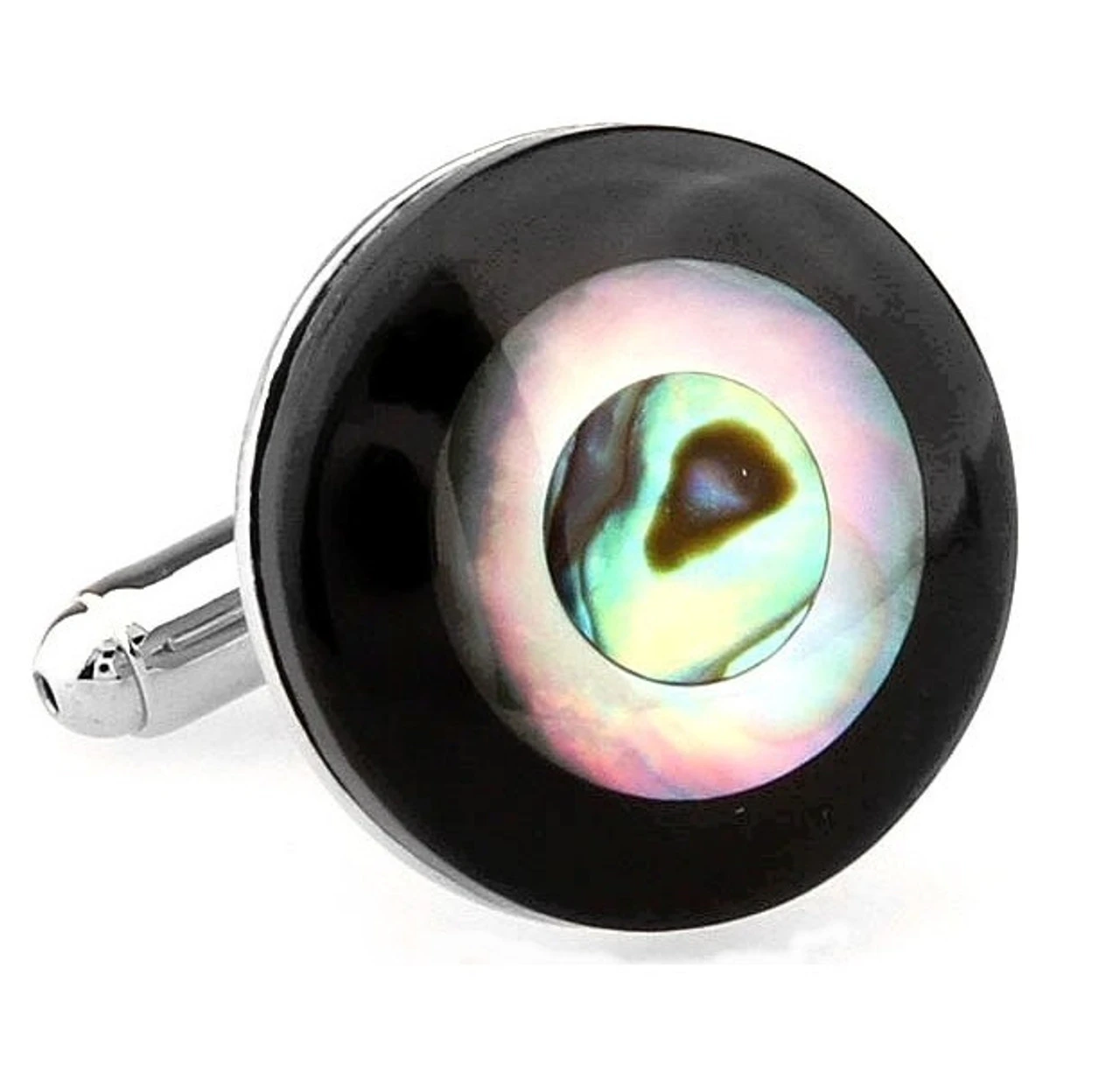 MOP And Abalone Shell Circle Inlay Cufflinks (V-CF-G66287) 1 MOP And Abalone Shell Circle Inlay Cufflinks (V-CF-G66287)