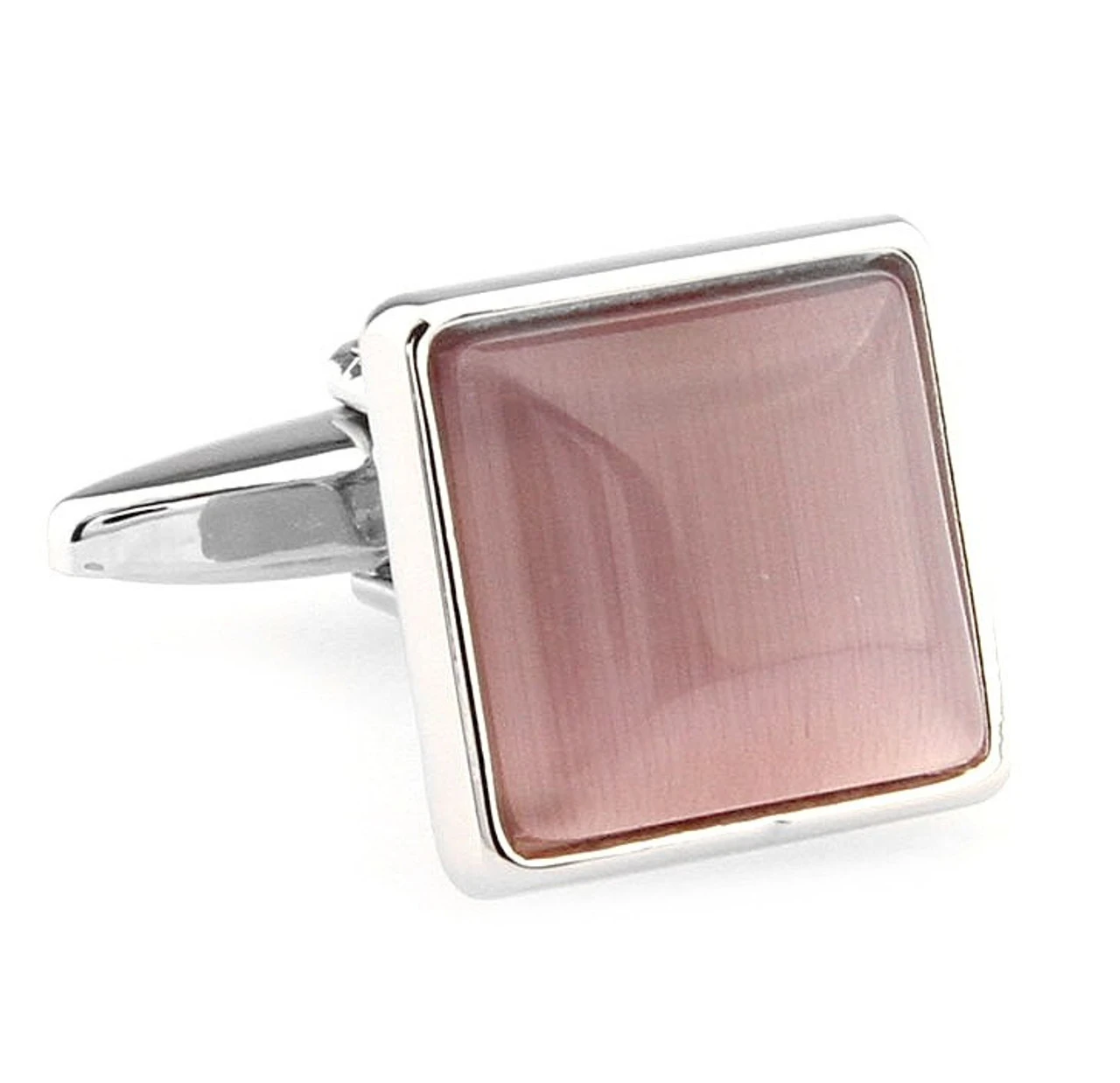 Mauve Pink Cat's Eye Stone Square Cufflinks (V-CF-G66604PM) 1 Mauve Pink Cat's Eye Stone Square Cufflinks (V-CF-G66604PM)