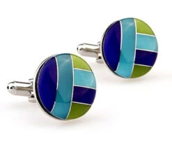 Multi-Blue & Green Cat's Eye Cufflinks (V-CF-G66802) -Suit Discount Store V CF G66802 3 03858.1535194794